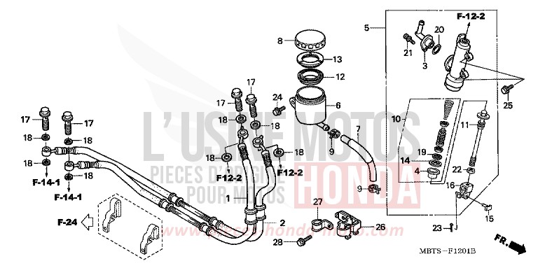 REAR BRAKE MASTER CYLINDER (XL1000VA) for Varadero ABS SHIELD SILVER METALLIC (NH480) from 2006